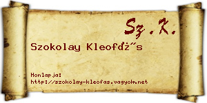 Szokolay Kleofás névjegykártya